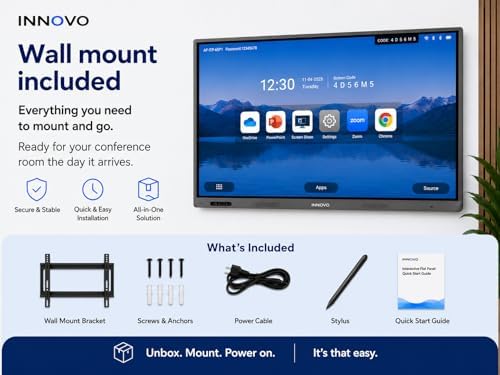 Innovo 65" Smart Interactive Whiteboard - 4K UHD Touch Screen Smart Board with Built-in 48MP AI Camera, Mic & Speakers, Android 14 OS, 8GB RAM & 128GB Storage, 20-Point Multi-Touch - Image 6