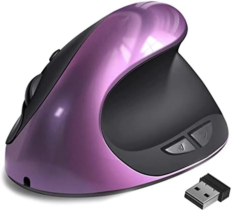 Ergonomic Mouse,Rechargeable Small Vertical Mouse with 6 Buttons Adjustable 800/1200/1600 DPI Purple Wireless Mouse for Laptop, Desktop, PC, MacBook by ATTOE