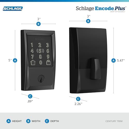 Schlage Encode Plus Smart WiFi Deadbolt Lock, Tap to Unlock, Matte Black - Image 3