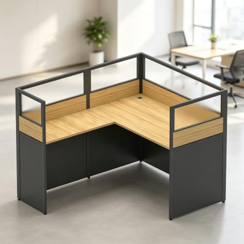 Nykto Office CubicleDesk with Mute Privacy Panels (A1 Person, Walnut) by Nykto