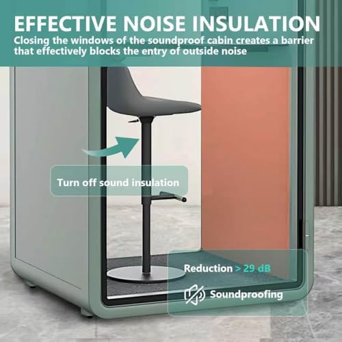 Office Sound Booth with Audio Privacy - Indoor Privacy Sound Isolation Booth with Magnetic Lock Sliding Glass Door,Lighting,Socket, Modern Soundproof Room for Meeting (42.52IN) - Image 4