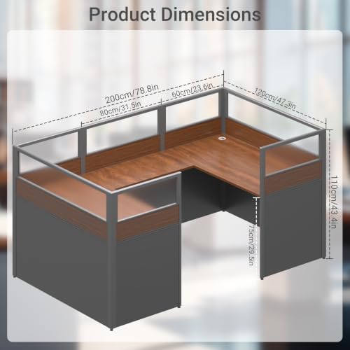 Nykto Office CubicleDesk with Mute Privacy Panels (B1 Person, Dark Walnut) - Image 2