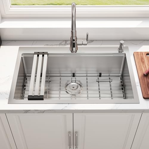 33x22 Drop In Single Bowl Workstation 33 Inch Handmade Kitchen Sink - Image 3