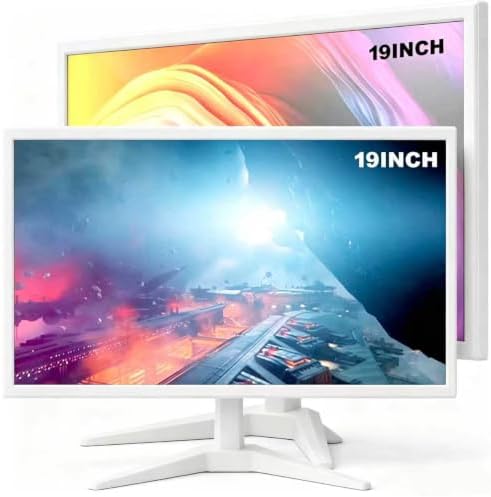 19-inch Full HD 75Hz Compact Slim Laptop Monitor, White, 2Pack for PCs and Desktops, HD 1440 x 900p, Anti-Glare, LED Display, VGA/HDMI Ports by YOTETION