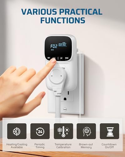 DEWENWILS Temperature Controller Outlet 2 Pack, 15A White Thermostat Outlet - Image 3