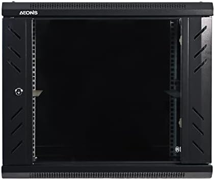 AEONS Professional Wall Mount 19-Inch IT Server Rack Network Cabinet Enclosure 9U 16" Switch-Depth Glass Door Black - Image 2