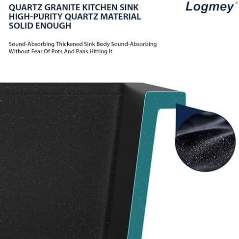 Logmey 30 Inch Black Granite Composite Sink - Image 6