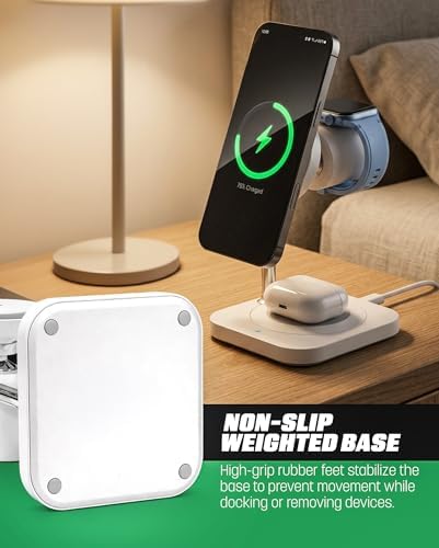 Galvanox Qi2.2 25W Magnetic Wireless Charging Stand for iPhone - 3 in 1 Charger Station (for iPhone, Apple Watch and AirPods) with Super Fast (45W) Wall Adapter (Compatible with MagSafe) - Image 7