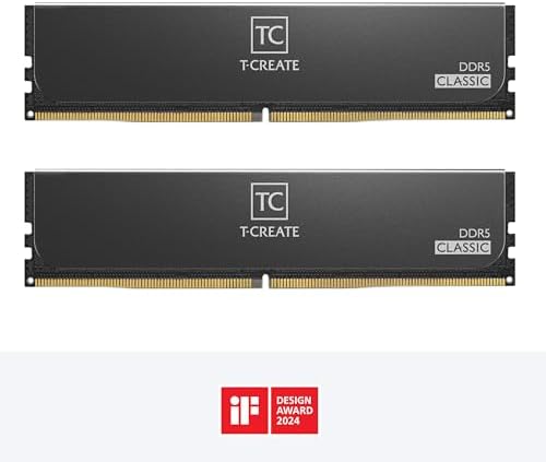 TEAMGROUP T-Create Classic 10L DDR5 32GB Kit (2 x 16GB) 6000MHz (PC5-48000) CL48 Desktop Memory Module Ram, Supports Both Intel & AMD - CTCCD532G6000HC48DC01, Black-UDIMM - Image 2