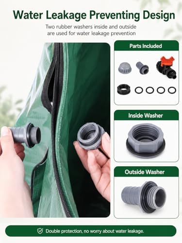 132 Gallon Collapsible Rain Barrel, Portable Rainwater Collection System, Rain Catcher Barrel with Two Spigots and Overflow Kit, Rain Water Barrel Collector for Garden, Green - Image 6