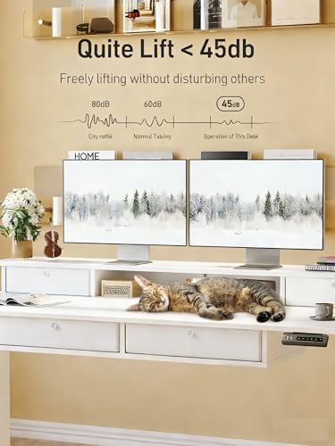 CubiCubi 60" x 30" Standing Electric Desk with Drawers, White - Image 7
