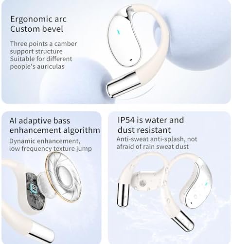 Wireless Headset Wireless Headphones Handsfree Call Wireless Earpiece Noise Cancellation Earbud Earphones Mic Compatible with Cell Phones Car Driver Trucker Business Office (Warm White with box) - Image 4