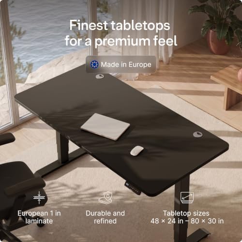 Desktronic HomePro Standing Desk 54x28 — Made in Europe, Ergonomic Sit Stand Home Office Desk, Electric Height Adjustable, Dual Motor, USB & USB-C Charging, Wobble-Free, Touchscreen, 3 Memory Presets - Image 6