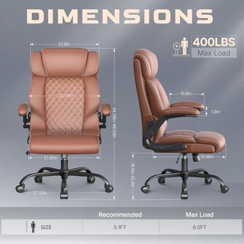 Office Chair, Executive High Back Big and Tall Office Chair,Brown - Image 2