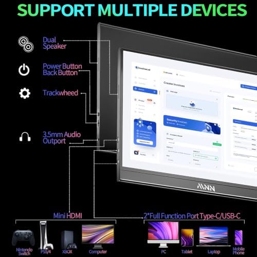 MNN 15.6" FHD 60Hz Portable Monitor USB-C HDMI IPS HDR Gaming Laptop - Image 3