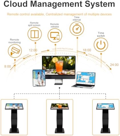27 Inch Touch Screen Kiosk, 10pt PCAP Touch Screen Digital Signage, Plug&Play K-Style Indoor Digital Signage, Interactive LCD Display Signage, CMS/U-Disk Publish Content, Split Screen, Android 11 - Image 3