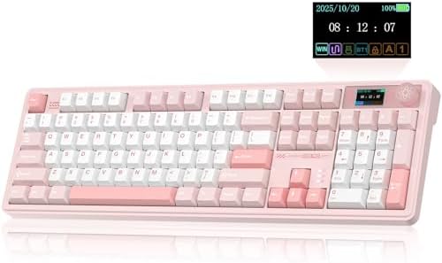 LINGBAO K108 Pro Wireless Mechanical Pink Creamy Keyboard with Number Pad by CORBOBO