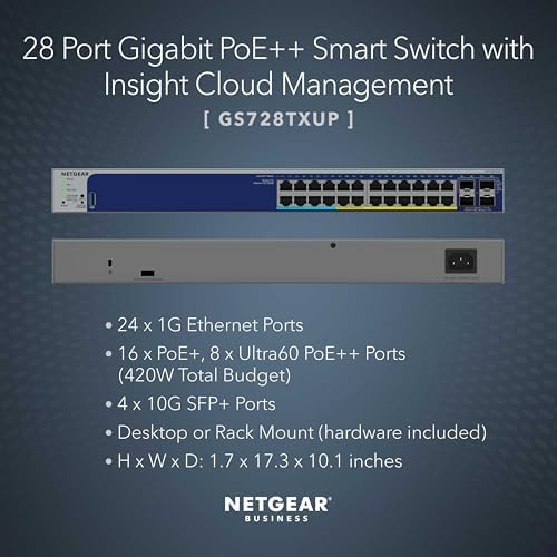 NETGEAR 28-Port PoE+ Gigabit Ethernet Smart Managed Switch (GS728TXUP) - Image 2