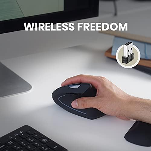 Perixx PERIMICE-713 Wireless Vertical Mouse - 6 Buttons Design - 3 Level DPI - Black - Right-Handed Design - Image 5