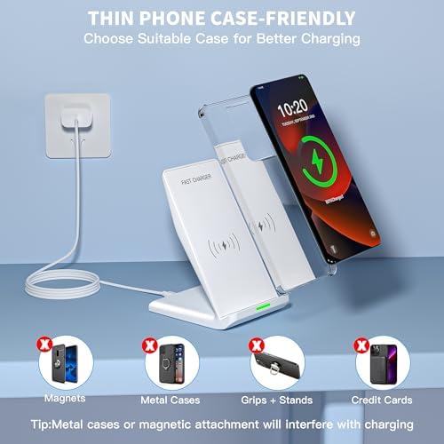 Wireless Charging Phone Stand,15W Wireless Charger Station with 20W Adapter - Image 6