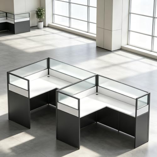 Nykto Office CubicleDesk with Mute Privacy Panels (B2 Person-S, Black) by Nykto