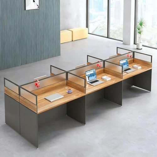 6-person Office Cubicle Desk Workstation w/Mute Privacy Panels, Walnut by Nykto