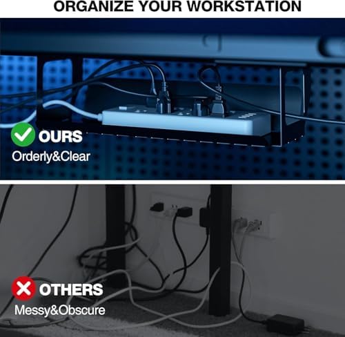 Muvai 71" L Shaped Standing Desk with Cable Tray, Reversible, Black Carbon - Image 5