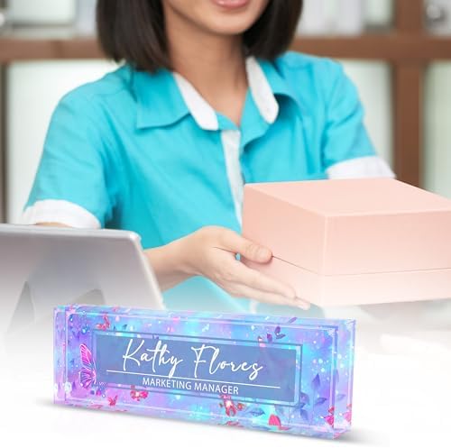 Desk Name Plate Personalized, Custom Acrylic Name Plate for Desk, Purple Elegant Decorative Office Signage - Image 5