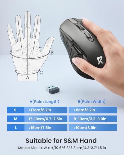 Redragon Wireless Mouse - BT& 2.4GHz Dual Mode - Max 4000 DPI - 6 Buttons - 18 Months Battery - No Wires - Smooth Tracking - Quiet Silent Portable Optical Computer Mouse for Laptop, PC, Windows, Mac - Image 4