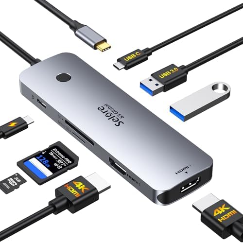 Selore USB C Docking Station Dual HDMI Monitor, USB C to Dual HDMI Adapter with 4K@60Hz HDMI, 100W PD, SD/TF, USB A&C 3.0 Ports, Laptop Docking Station for Dell XPS/HP/Lenovo/Surface/Yoga etc by SeloreS-Global