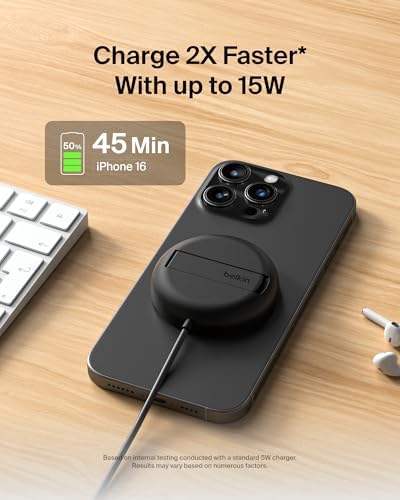 Belkin Qi2 15W Magnetic Wireless Charging Pad with Kickstand, No Adapter - Image 3