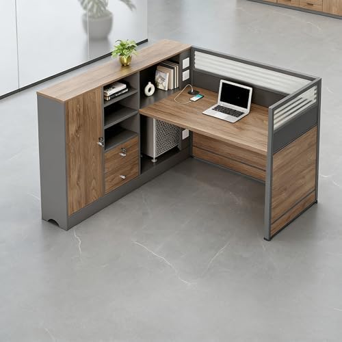 Modern Office Cubicle Workstation Desk with Tempered Glass Privacy Panels, USB Charging Hub & Cable Management,Multi-Person Modular Computer Desk for Commercial Office (A-Left, One Person) by Unknown