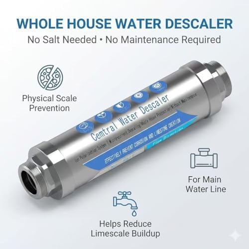 Whole House Water Descaler 3/4" NPT – Salt Free Water Conditioner for Main Water Line, Physical Scale Inhibitor Helps Reduce Limescale in Pipes, Water Heaters & Appliances, No Maintenance - Image 3