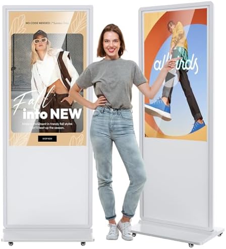 55 Inch 4K Touchscreen Digital Signage,Indoor Floor Standing Digital Kiosks & Interactive Displays,Commercial Advertising LCD Totem Android System Auto Media Player HDMI Input,Free Custom Logo,White by HomePage