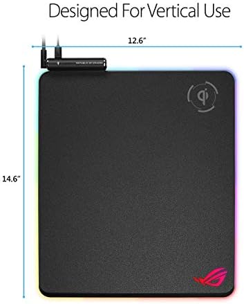 ASUS ROG Balteus Qi Vertical Gaming Mouse Pad with Wireless Qi Charging Zone, Hard Micro-Textured Gaming Surface, USB Pass-Through, Aura Sync RGB Lighting and Non-Slip Base (12.6” X 14.6”) (Renewed) - Image 6