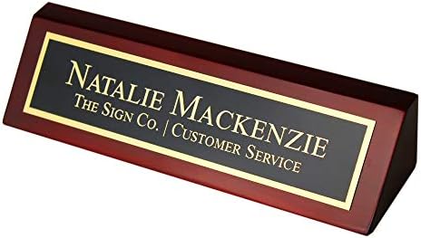 Personalized Office Name Plate for Desk - Engraved Business Desk Name Plate in Rosewood - Includes Engraving by THE+SIGN+CO.