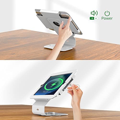 Kiosk POS Tablet Stand Compatible with iPad Air 1, Air 2, Pro 9.7, 5th, 6th, Business Desktop Retail Tablet Stand with 360° Swivel Base, Metal, White, PSC101W - Image 5