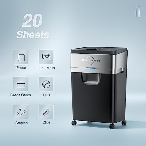 BONSEN 20-Sheet Cross-Cut P-4 High Security Heavy Duty Paper Shredder - Image 2