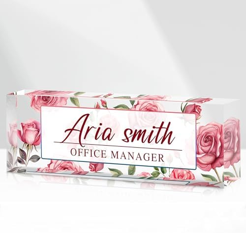 Custom Name Plate for Desk, Acrylic Desk Name Plate Personalized, Employee Appreciation Gifts, Office Desk Accessories for Woman Teacher Nurse, Coworker Gifts for Manager Assistant by DOCRAGI