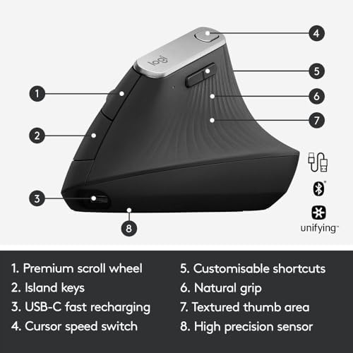 Logitech MX Vertical Advanced Ergonomic Mouse (Graphite) Bundle with Belkin Mouse Pad (Black) + Microfiber Cleaning Cloth - Image 4