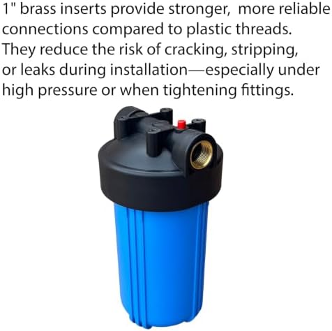 Dual Stage 10″ x 4.5″ Whole House Water Filtration System – 1″ NPT, Pressure Release, Brass Inserts – Includes Sediment & CTO Carbon Block, Extra Replacement Filter Set - Image 5