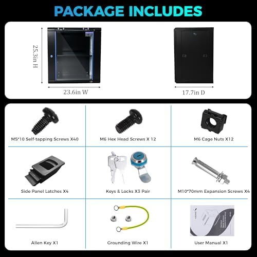 12U Rack, 17.7 Inch Depth Server Rack Network Cabinet for Home Lab - Image 4