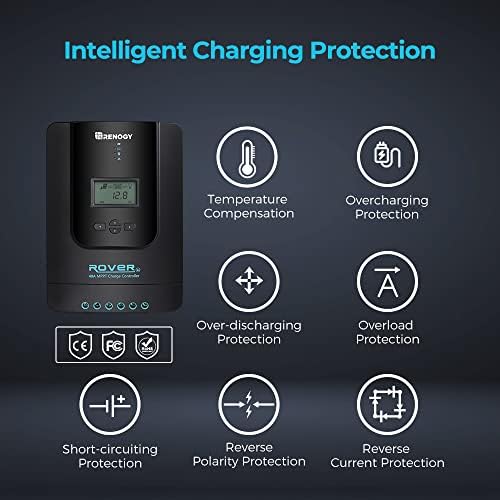 Renogy Solar Charge Controller Rover 40A 12V24V Auto Parameter DC Input MPPT Charge Controllers for Solar Panels Adjustable LCD for Gel Sealed Flooded Lithium Battery - Image 4