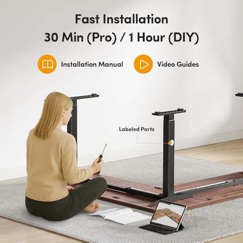 Cubiker 75 * 63" L Shaped Standing Desk, Reversible Corner Standing Desk, Suitable for Home Office, Black Walnat - Image 7