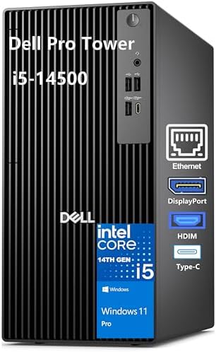 Dell Pro Tower PC Business Desktop Computer, 14th Gen Intel 14-Core i5-14500 vPro, 16GB DDR5 RAM, 512GB PCIe SSD, RJ-45, HDMI, DisplayPort, Type-C, Windows 11 Pro by Dell