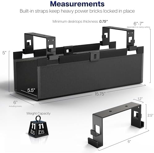 VIVO Black Screw-on 16 in Fabric Cable Management Tray, DESK-AC16F-S - Image 5
