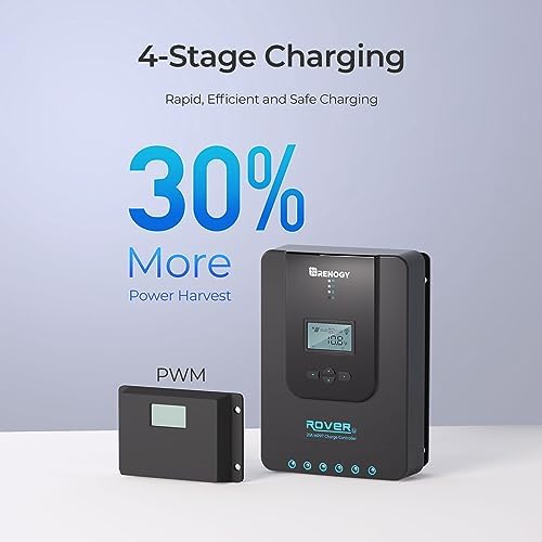 Renogy Solar Charge Controller Rover 20A 12V24V Auto DC Input MPPT Charge Controllers for Solar Panels Adjustable LCD for Gel Sealed Flooded Lithium Batteries - Image 4
