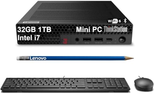 Lenovo ThinkStation P3 Tiny Workstation Desktop (Intel i7-14700 vPro (> Ultra 7 155U), 32GB DDR5, 1TB SSD), Business Mini PC, DisplayPort, Support 8K Display, > ThinkCentre M70q M75q M90q, Win 11 Pro by ISTComputers