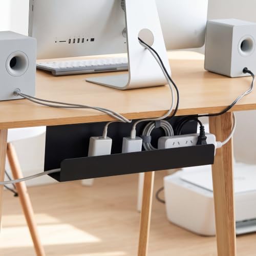 2 Pack Under Desk Cable Management Tray,Hold 11 lbs, 16 x 5 x 3 Inch, Black - Image 2