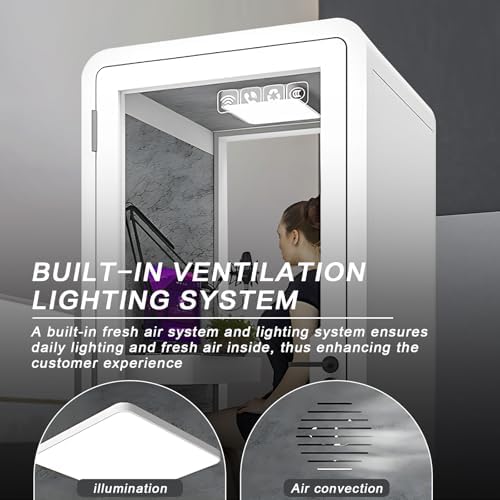 Office Sound Booth with Audio Privacy - Portable Soundproof Booth Includes White Modern Syle,Movable Room with Light,Fans, Socket for Singing Room, Study (39.37IN) - Image 5